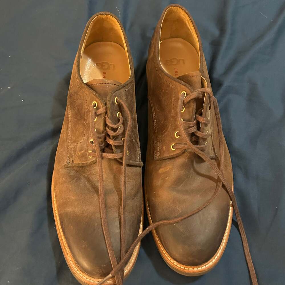 UGG Men's Jovin Brown Grizzly Leather Oxfords Lace Up Shoes
